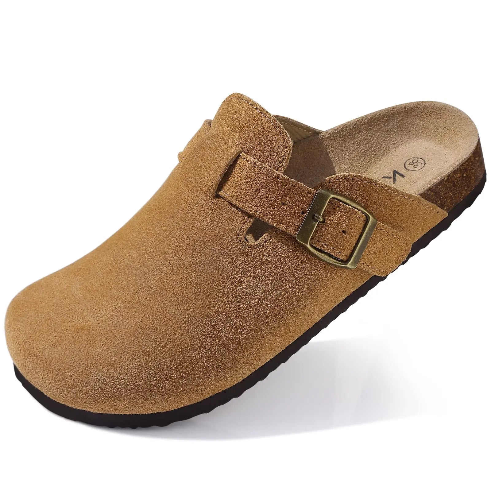 Women's Stylish Suede Clogs with Cork Insole & Arch Support
