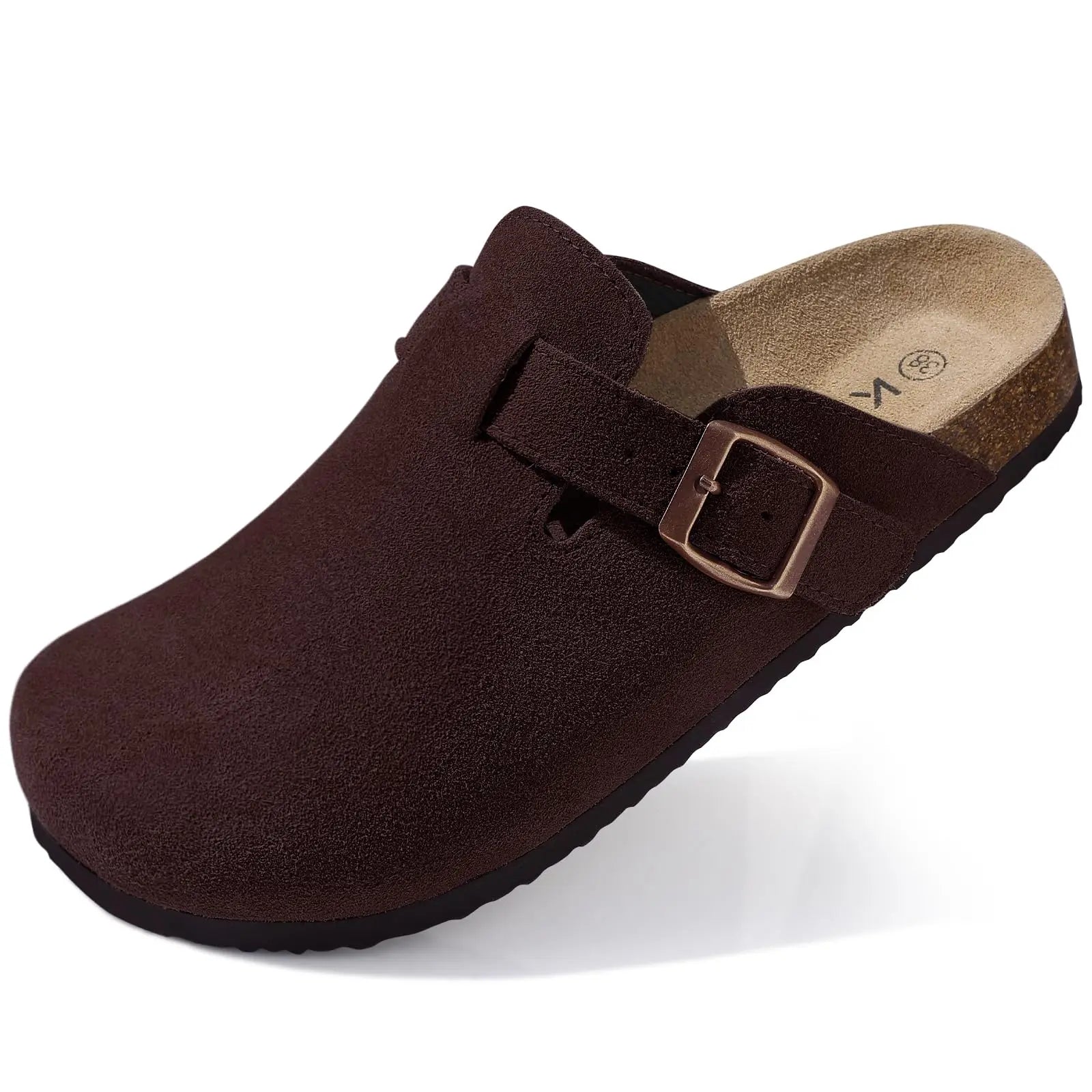 Women's Stylish Suede Clogs with Cork Insole & Arch Support