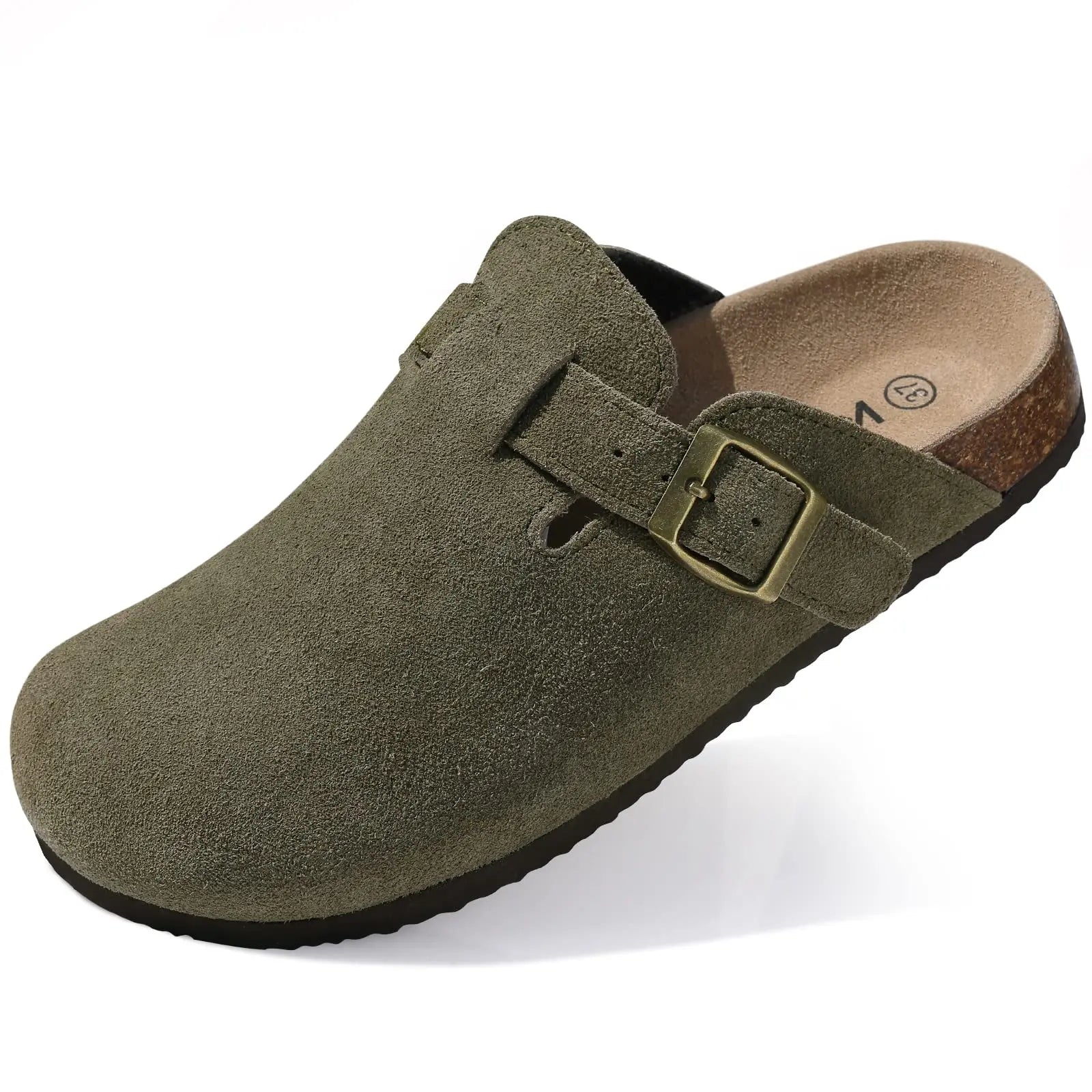 Women's Stylish Suede Clogs with Cork Insole & Arch Support